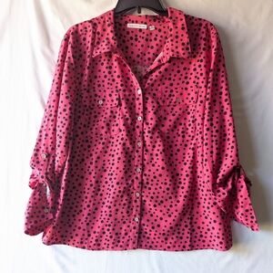 Stylish Pink Polka Dot Button Down Shirt